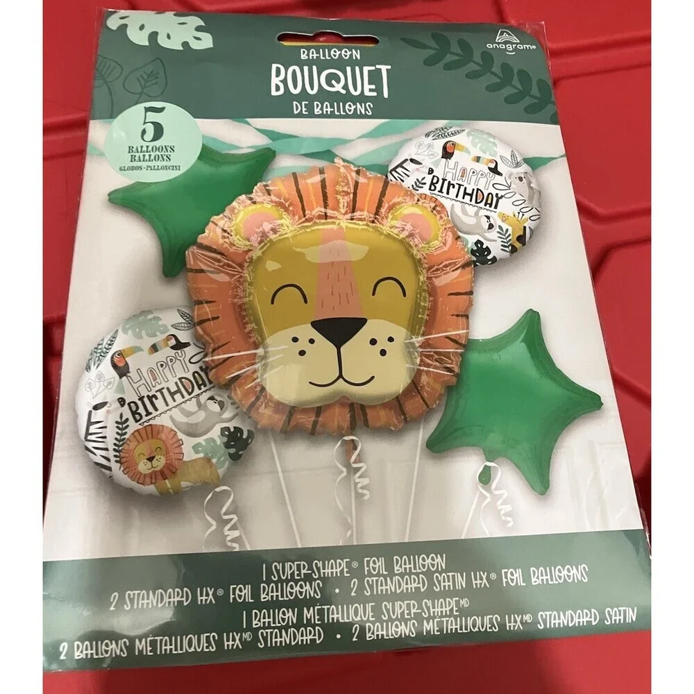 Lion Balloon Bouquet Party 5 Balloons Party Foil Birthday